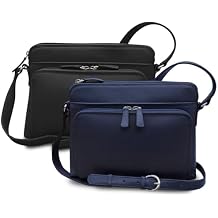 ili New York Genuine Leather Crossbody Bags with RFID Protection & Adjustable Straps - Classic Navy & Black