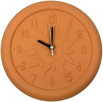 12" Terra Cotta Embossed Sun Indoor or Outdoor Wall Clock
