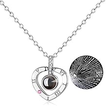 NEW-EC I Love You Necklace 100 Languages Projection Necklace That Says I Love You In 100 Different Languages Ways Edgy Cute Sweet Design Xmas Gift V-day Present for Girlfriend Wife Mom