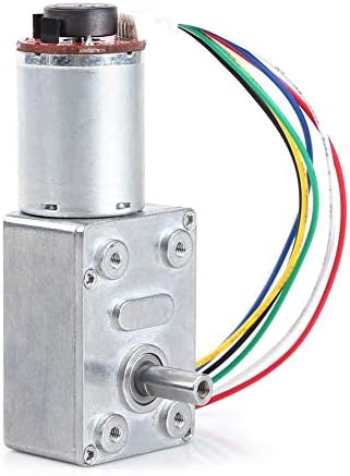 12V DC Motor DC 12V High Worm Geared Motor Reduction Motor with Encoder Srong Self-Locking(30RPM)