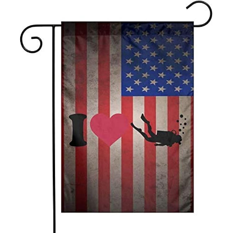 YISONG I Love Scuba Diving Welcome Garden Flag Vertical Double Sided Yard Outdoor Decor 12 x 18 Inches