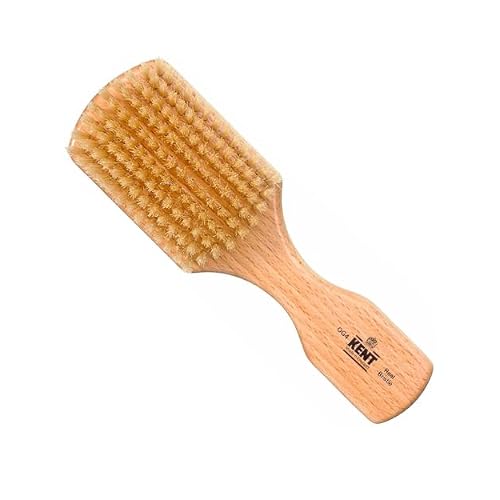 Kent OG4 Rectangular Beachwood Gentlemens Hair Brush and Facial for Beard Care - Exfoliating Natural Boar Bristle Brush for Mens Grooming, Hair Care, and Beard Straightener for Mens