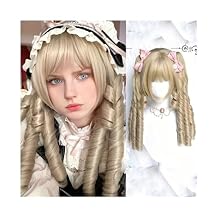 Ponytail, Gold Beige Elegant Vintage Roman Roll Ponytail Women Lolita Tiger Mouth Clip Wig Long Curly Hair
