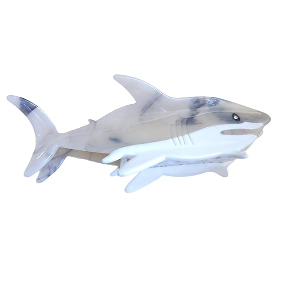 Novelty Big White Shark Hair Clip,Acetate Hair Clip,Big Claw Clip for Women,Beige, 1 Count (Pack of 1)