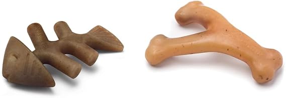 Benebone Fishbone and Wishbone Durable Dog Chews | Real Fish and Chicken Flavor | for Aggressive Chewers