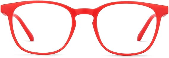 HUSTLR Lenskart Zero Power Bluecut &amp; Anti-Glare Computer Glasses Square Edge Known on Shark Tank for Men and Women, Medium, LB E14058-W