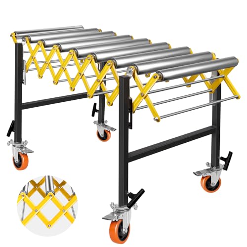 Expandable Roller Conveyor Flexible Roller Conveyor, Adjustable Roller Conveyor with Skate Wheels, 1000 lbs Capacity with Height Adjusts Up to 45 inches