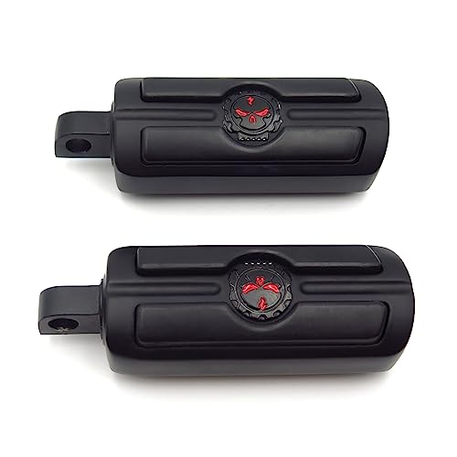 HTTMT - Compatible with H-D Motorcycle Touring Black HTTMT Skull Male Foot Peg Mount Pair Skull Foot Pegs Rest [PN: MT216-051-MBK-XIN]