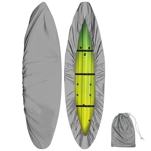 Kayak Covers for Outdoor Storage, Fit 8.53-9.84ft Kayak Canoe Size, Dust Bag Cover for Boat Paddle Board, Waterproof & UV Resistant, Heavy Duty Ultra Strong Great for Indoor Outdoor Silver