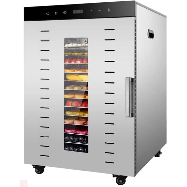 Hakka Food Dehydrator, 16 Trays Food Dehydrator Machine for JerkyVegetablesFruitsMeatDog TreatsHerbs, Stainless Steel, 1000W