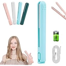 Mini Dual Purpose Curling Iron for Short Hair, Cordless, Rechargeable, Ceramic, 17*2.2*2.2 CM, Blue