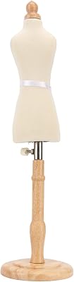 Mannequin Torso with Stand,19-22 Small Female Mannequin Torso Beech Wood Professional, Wood Color Adjustable Female Dress Model for Display and Drape Patterns