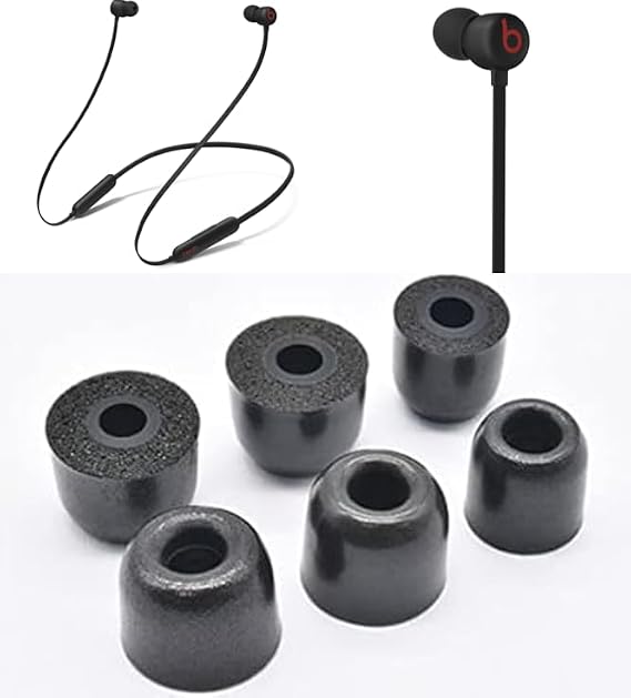 Zotech Replacement Memory Foam Earbud Tips for Beats Flex Earphones, Black (S/M/L Sizes)