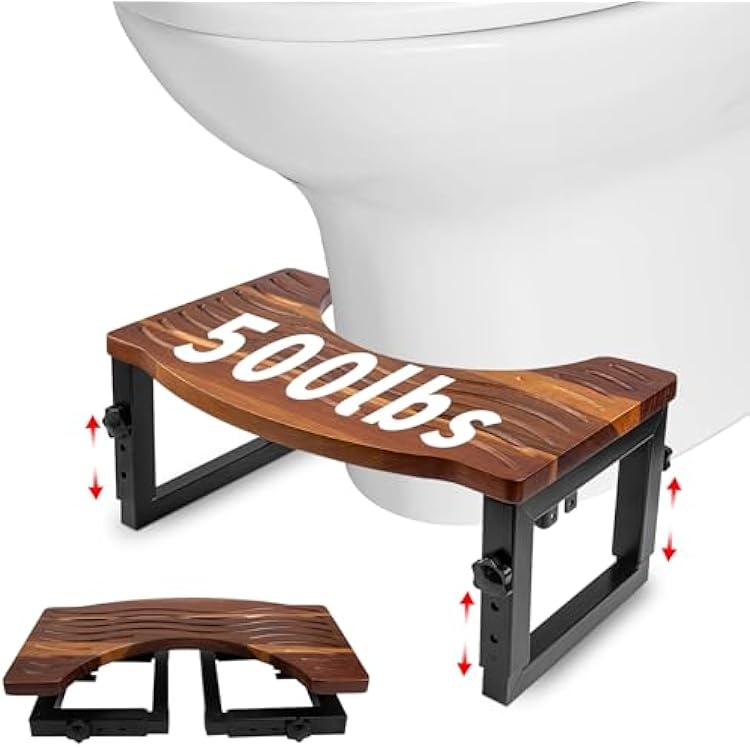 Foldable Toilet Stool-6&8 Adjustable Height Squatting Pool Stool for Bathroom Sink, Kitchen, Bedroom,Toilet Stool Squat Adult and Kids,Potty Stool with Anti-Slip Strip,Up to 500 lbs Brown 6&8