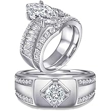 TWO RINGS Wedding Ring Sets His And Hers Promise Ring Couples Bridal Sets Women S925 Sterling Silve Moissanite Man Wedding Bands