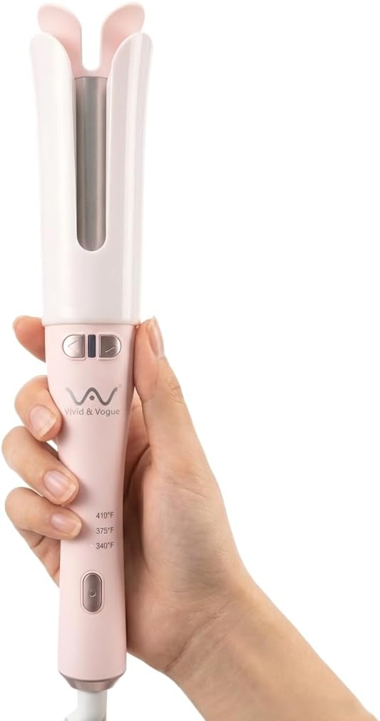 VAV Automatic Curling Iron 1.25 Rotating Hair Curler for Long/Medium Hair,Large Barrel Curling Wand with Dual Voltage,3 Heat Settings,Auto Shut-Off(Beginner Friendly)