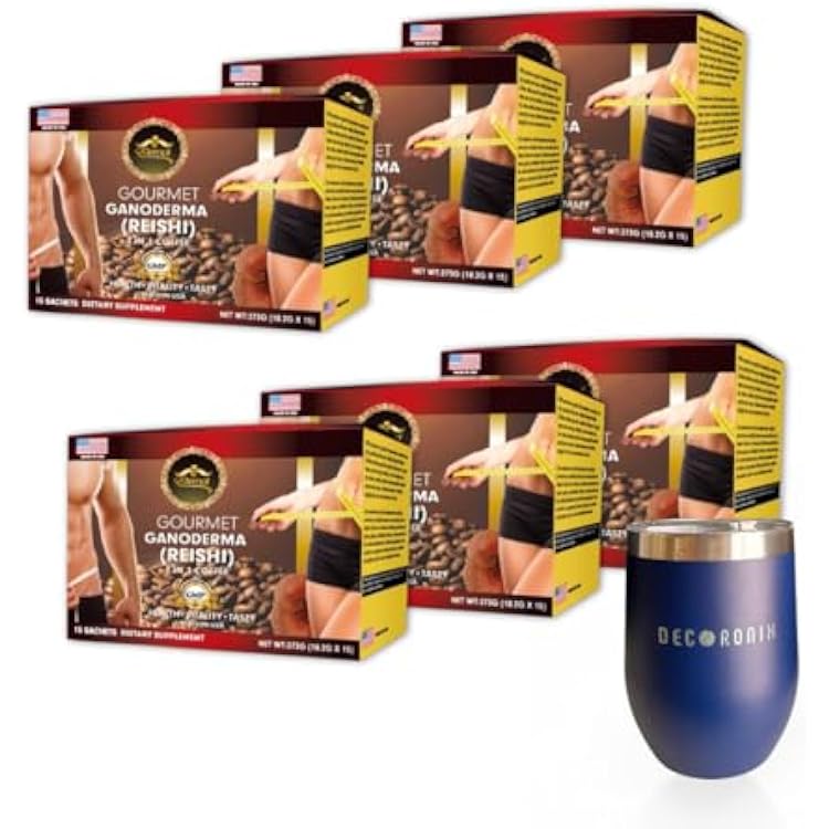 Eternal Spirit Beauty 4 in 1 Coffee, with GANODERMA REISHI Pack of 6. Bonus 1 Stainless Steel Coffee Cup, Double Wall Vacuum Insulated Tumbler Mug With Lid