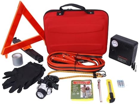 Car Emergency Kit with Portable Air Compressor - Roadside Emergency Kit for Vehicles, Winter Car Safety Roadside Assist Kit