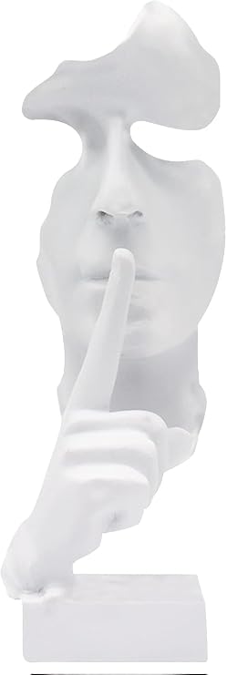Huhote Thinker Statue, Silence is Gold Abstract Art Sculpture, Ponder Statue, Creative Resin Figurine, Modern Home Ornament, Decoration for Home Room Study Office Table Shelf (White)