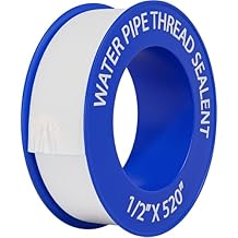 D-NYX 1, 4 or 5 Rolls 1/2 Inch(W) X 520 Inches(L) Teflon Plumbers Tape, Duct Sealant Tape for Shower Head, Plumbing Thread Tap, Water Pipe Sealing Plumbers PTFE Thread Seal (1 Pack)