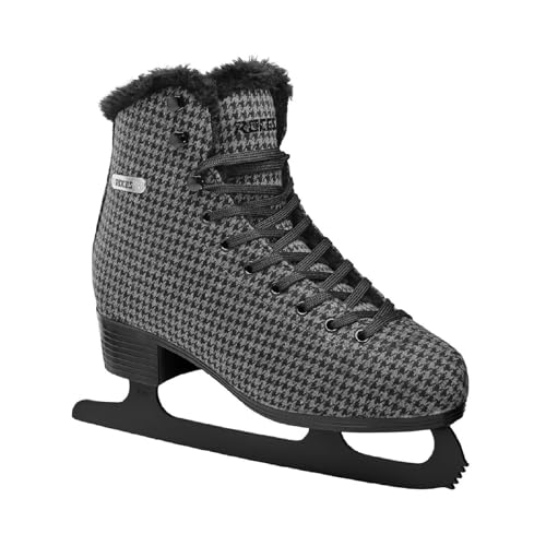 Roces Womens Stainless Steel Figure Blade Anatomic Padding Eco Fur Lining Pied De Poule Ice Skates with Lacing Closure