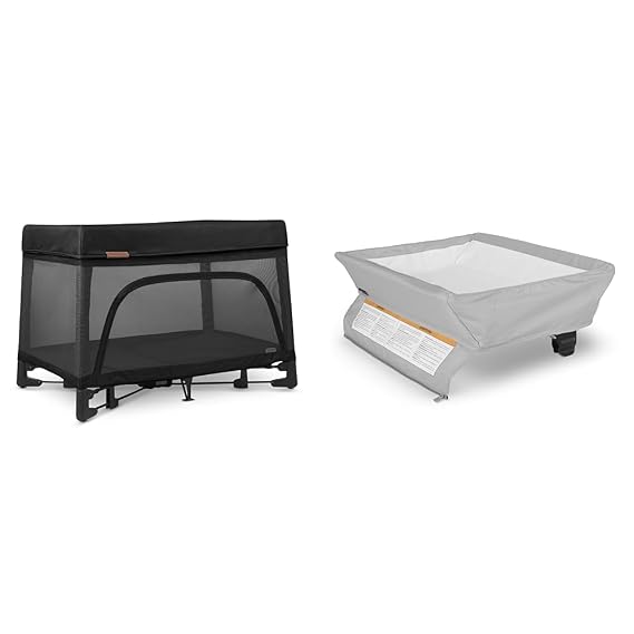 UPPAbaby Remi Playard Deluxe 3-in-1 Portable Playard, Bedside Bassinet + Travel Crib Mesh Bassinet & Changing Station for REMI - Stella (Grey Brushed melange)