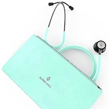 Rose Gold White Clinical Stethoscope & Case | Pediatric EMT LPN CNA & Respiratory Therapist | Length 26in | Perfect Nurse Kit | Bag Can Fit Name Tag Charms & Pen Light | White Tubing RGW