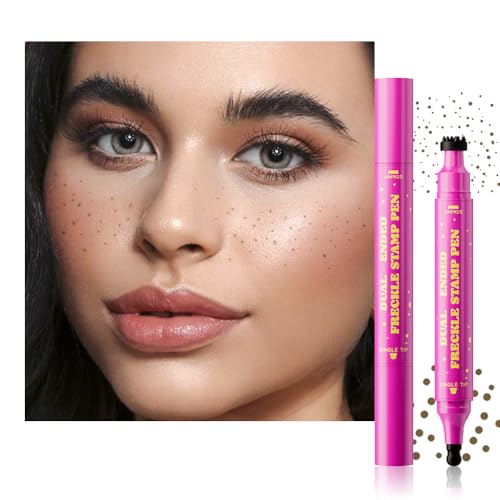Taupe Freckle Stamp with Eyeliner Pen,Natural Lifelike Freckle Makeup Pen Magic Freckle Color,Waterproof Longlasting Fake Freckles Stain Marker Pencil Face Decoration for Sunkissed Makeup,Vegan
