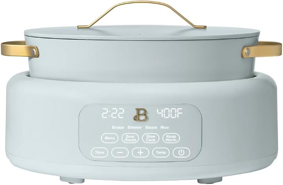 10-in-1 Electric Multi-Cooker, 6 Quart Programmable Cooking Pot with Digital Display, Nonstick Interior, One-Touch Controls, Multi-Function Kitchen Appliance (Hydrangea)