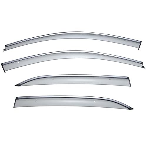 WellVisors Window Visors Wind Deflectors Compatible with Mercedes-Benz 2010-2016 E-Class Sedan W212 with Chrome Trim Rain Guards 3-847MB013