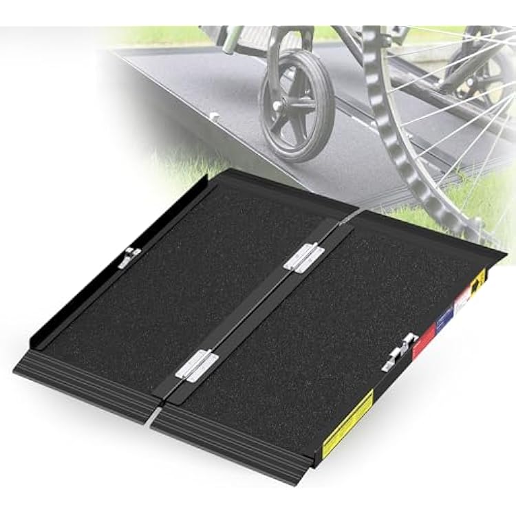 2FT Portable Wheelchair Ramp with Quick-Lock, Black Seamless Non-Slip Aluminum Folding Handicap Ramp,Threshold Ramp for Doorways, Wheel Chair Ramp for Home Steps, Loading Dock Plates