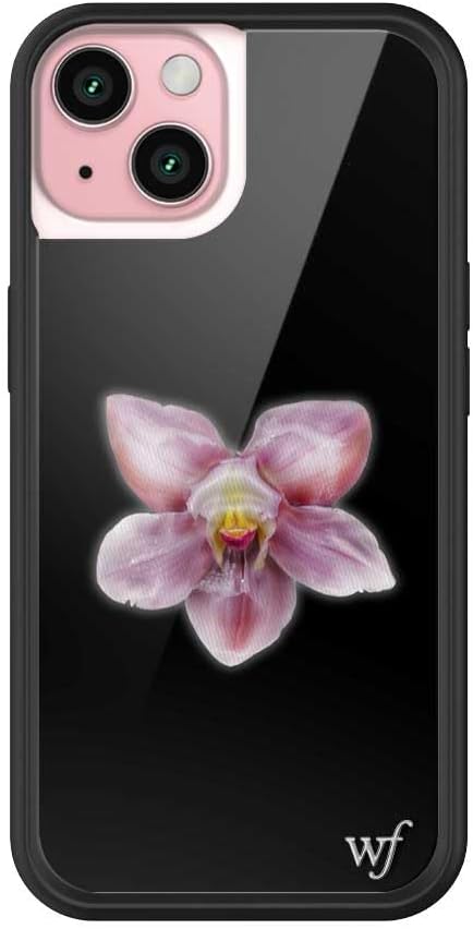 Wildflower Cases - Compatible with iPhone 15 | Protective Black Bumper, 6.5ft Drop Test Certified, Women Owned Small Business | Floral, Black, Purple, Minimalist, Cute, Trendy | Orchid