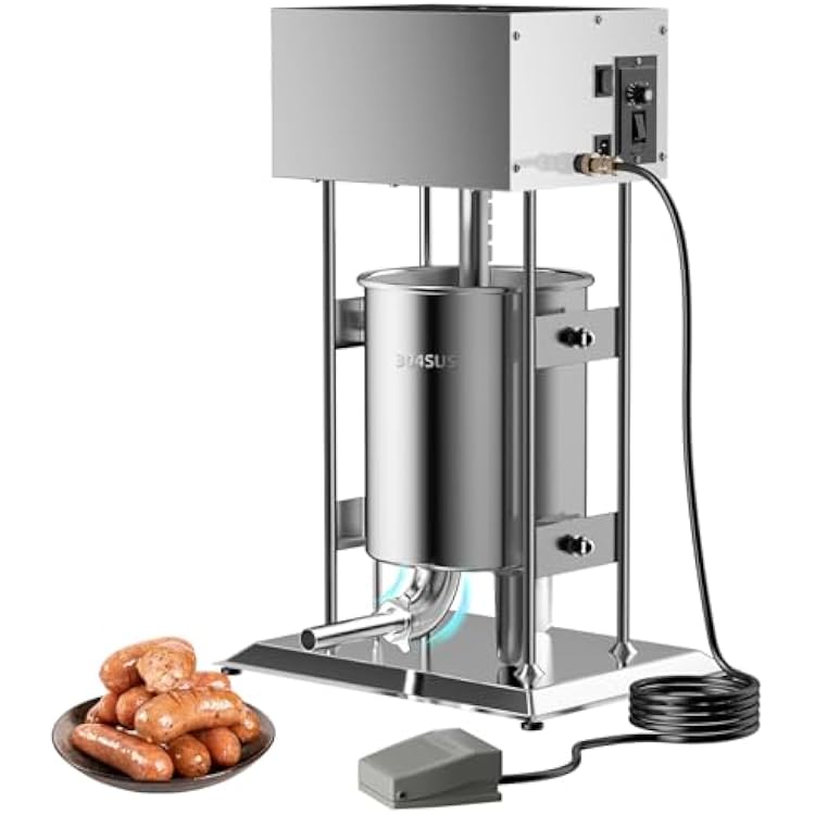 Electric Sausage Stuffer Machine 22 Lb10 L, 304 Stainless Steel Sausage Maker Vertical with 4 Stainless Steel Stuffing Tubes