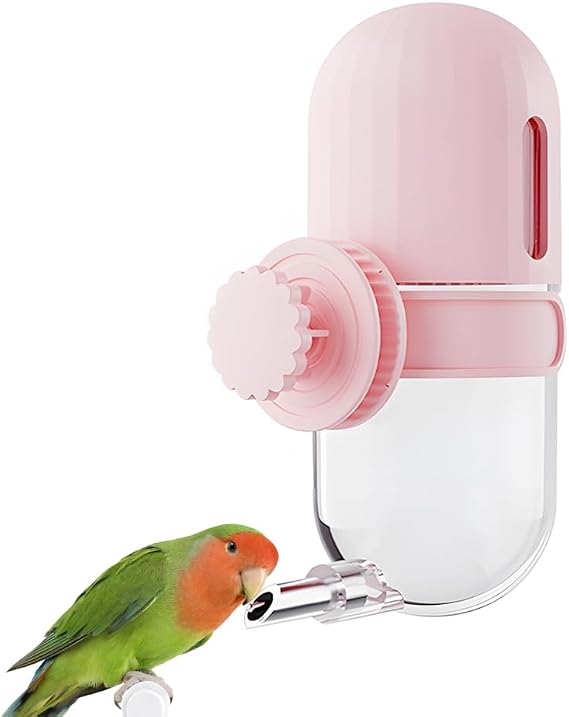Bird Water Dispenser, 240ML Detachable Bird Drinking Bottle Automatic Birds Water Feeder for Small-Medium Parrots Budgies Lovebirds Parakeets Cockatiels