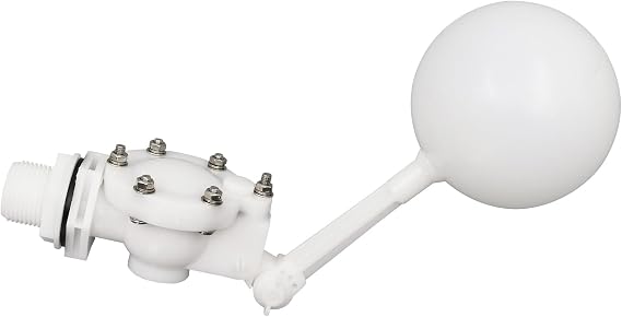 3/4 Detachable Floating Float Valve,White Plastic Water Float Valve with Adjustable Arm for Water Level Control for Water Tank Pond, Livestock Waterer (3/4")