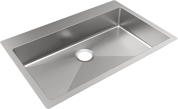 Elkay ECTSRSAD3322600 Crosstown 18 Gauge Stainless Steel 33" x 22" x 6" 0-Hole Single Bowl Dual Mount ADA Sink