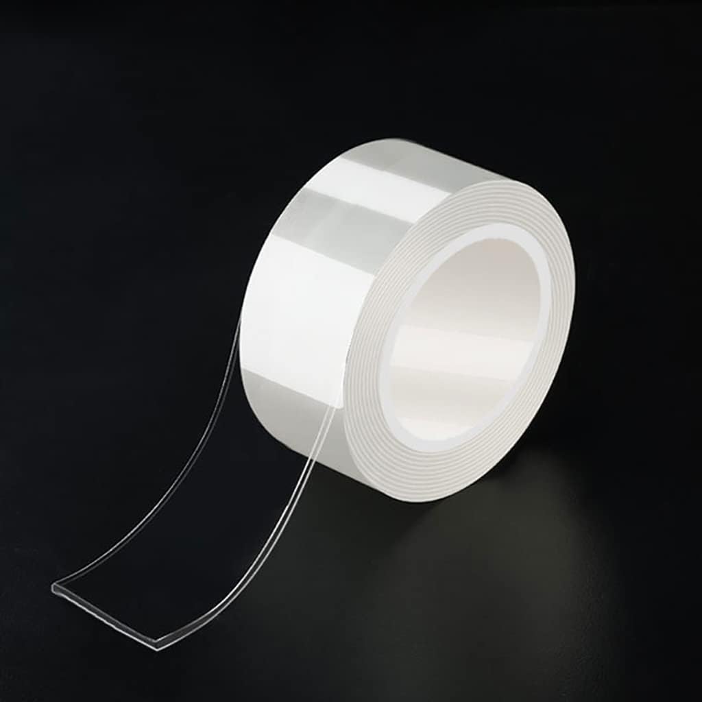 Sided Adhesive Tape Transparent Traceless Gel Mat Nano Tape Washable Removable and Recycled Sticky Gel Tape for Paste Photos, Fix Carpet Mats or Home Office Wall Length : 5m, Thick : 1mm