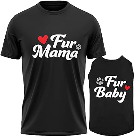 APPARELYN Dog and Owner Matching Clothes - Adorable Fur Mama Fur Baby Dog Matching Outfits with Owners - Soft Pet Clothes Black
