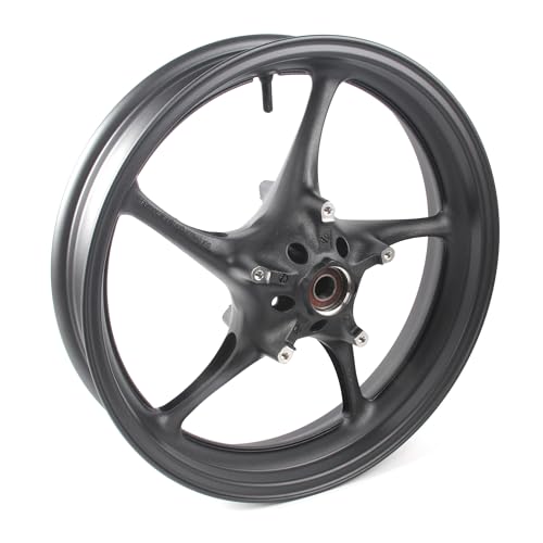 Matte Black Front Wheel Rim Compatible with Yamaha YZF R1 R6 2006-2012, FZ1 2006-2009, Bearing include Motorcycle Replacement Accessories Parts