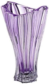 Czech Bohemian Crystal Glass Vase 12''-H Amethyst-Purple ''Plantica'' Elegant Centerpiece Flower Vase Home Decor