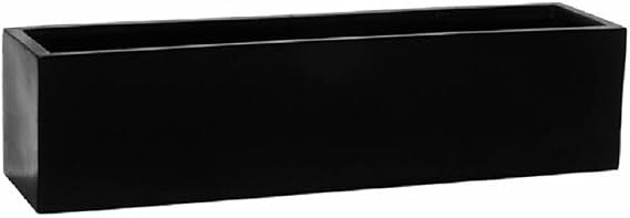 Pottery Pots Black Rectangular Planter for Outdoor Plants - Elegant Long Modern Outdoor Flower Pot 8H x 8W x 31.5L