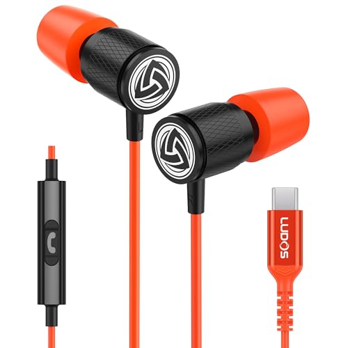 LUDOS Ultra USB C Headphones for iPhone 17 16 15 Pro Max Plus Air iPad Pro, Magnetic USB-C Earbuds for Samsung Galaxy S24 S23 Ultra S22 S21 FE S20 A55 A54 A53, USB Type C Earphones