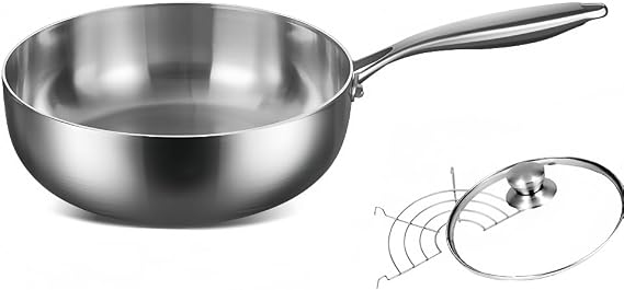 316 Stainless Steel Frying Pan, Deep Type, Uncoated Layer, IH Compatible, Coubell, Stainless Steel Pot, Skillet, Snow Pan, Kitchen Cookware, Easy to Clean Frying Pan No Rivets, Thick 316 Steel, 11.0 inches 28 cm Parallel Import
