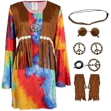 Hippie Halloween Costumes for Women Men: 60s 70s Outfit Matching Couple Costume Adult Duo Hippy Disfraz Mujer Hombre