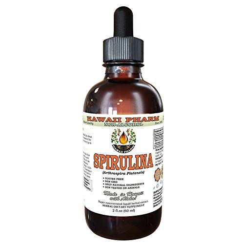 Hawaii Pharm Spirulina Alcohol-Free Liquid Extract, Professional Grade, Small Batch Crafted Spirulina Arthrospira platensis Dried Algae Glycerite Natural Herbal Supplement, 2 fl.oz