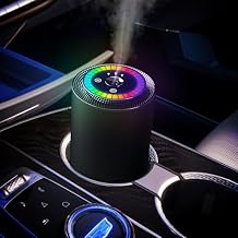 Smart Car Air Fresheners with Rhythmic Atmosphere Light, Car Freshener Essential Oil Diffuser, Auto On/Off, Adjustable Concentration, Battery Powered, with 50ml perfume lasts 120 days
