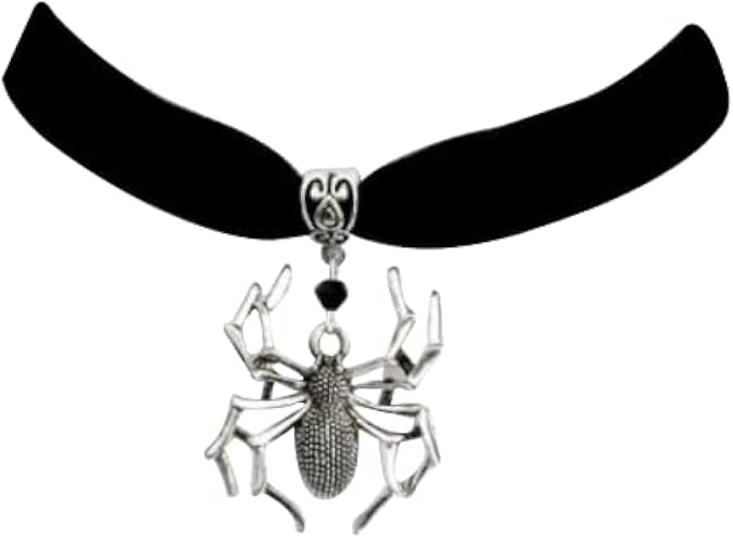 Kefley Halloween Spider Choker Necklace for Women Halloween Costume Necklace Black Spider Pendant Necklace Spider Halloween Costumes Accessories for Women Girls