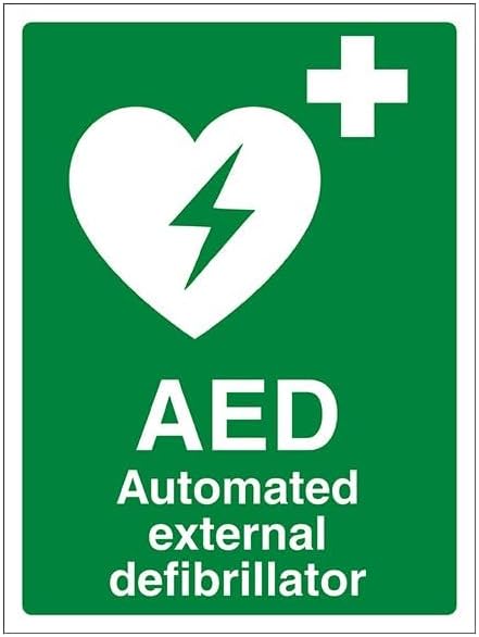 V Safety AED Automated External Defibrillator 150 x 200 mm - 3mm Brushed Aluminium Composite Safety Sign