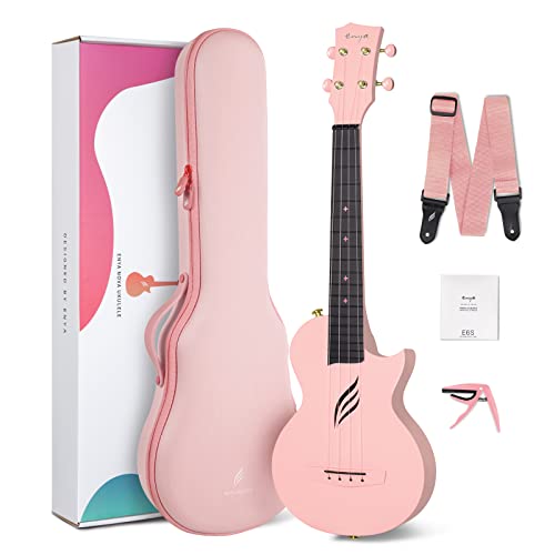 Enya Nova U Concert Ukulele 23 Carbon Fiber Waterproof Travel Ukulele for Beginners & Adult, Lightweight Durable Body with Beginner Kit Case, Strap, Capo, Strings