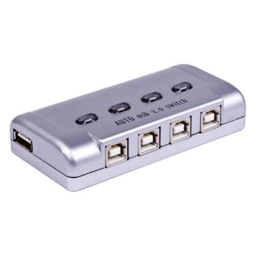 USB Printer Auto Sharing Switch, SANOXY USB 2.0 PrinterPeripheral Sharing Switch 4-Port, Grey